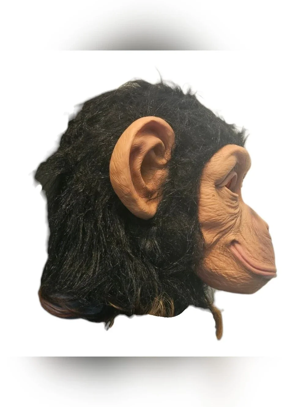 Latex Chimpanzee Monkey Mask Faux Fur Cosplay Halloween Costume Elastic Strap